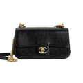 Black Lizard Flap Bag Gold Hardware, 2018-2019