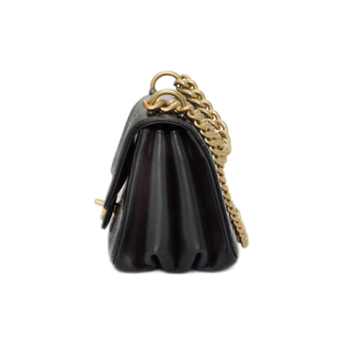 Black Lizard Flap Bag Gold Hardware, 2018-2019